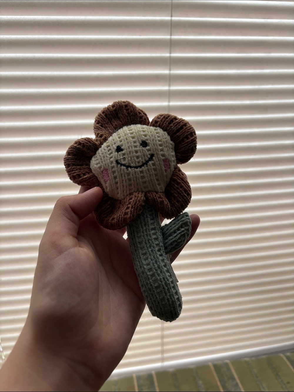 Plush Flower Cat Toy - Brown & Cream